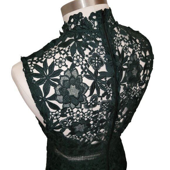 Bardot Women's Lace Overlay Midi Dress Size 8/M Hunter Green jj3545 - Picture 6 of 11